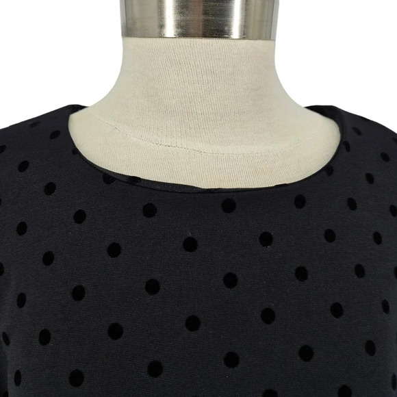 Old Navy Shift Dress Black Jack Polka Dot Bell Long Sleeve Zip Back LBD - Picture 2 of 9